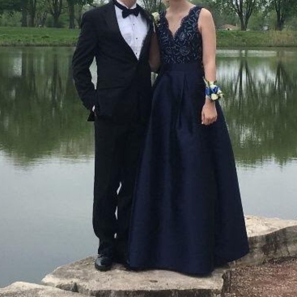 Trixxi Navy Blue Prom Dress With Pockets